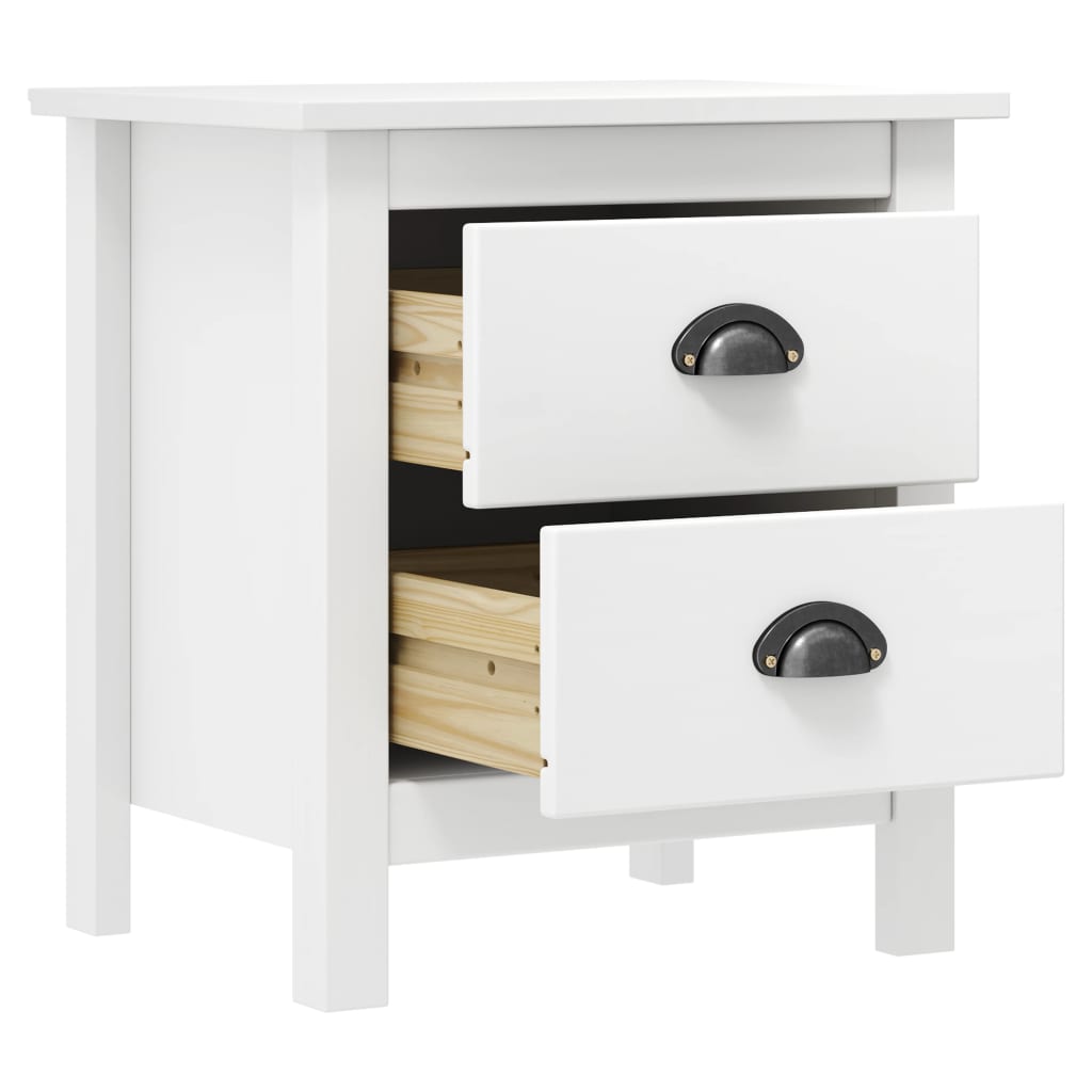 Mesas cabeceira Hill 2 pcs 46x35x49,5cm pinho branco