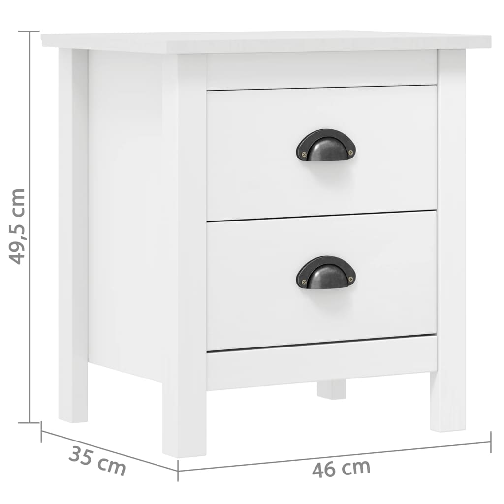 Mesas cabeceira Hill 2 pcs 46x35x49,5cm pinho branco