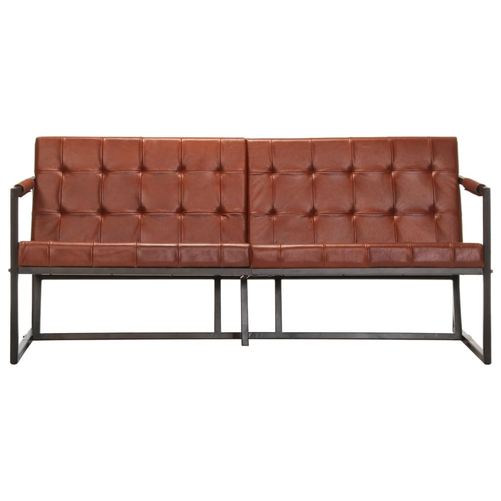 3 seater sofa in genuine goat leather brown