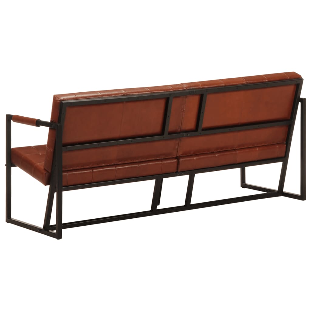 3 seater sofa in genuine goat leather brown