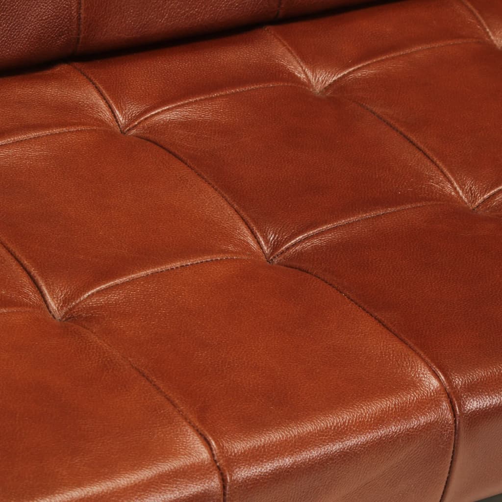 3 seater sofa in genuine goat leather brown