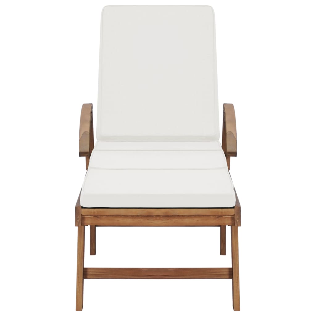 Sun loungers with cushions 2 pcs solid teak cream color