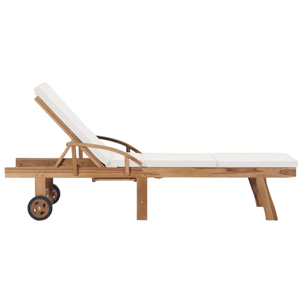 Sun loungers with cushions 2 pcs solid teak cream color