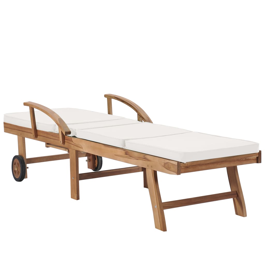 Sun loungers with cushions 2 pcs solid teak cream color