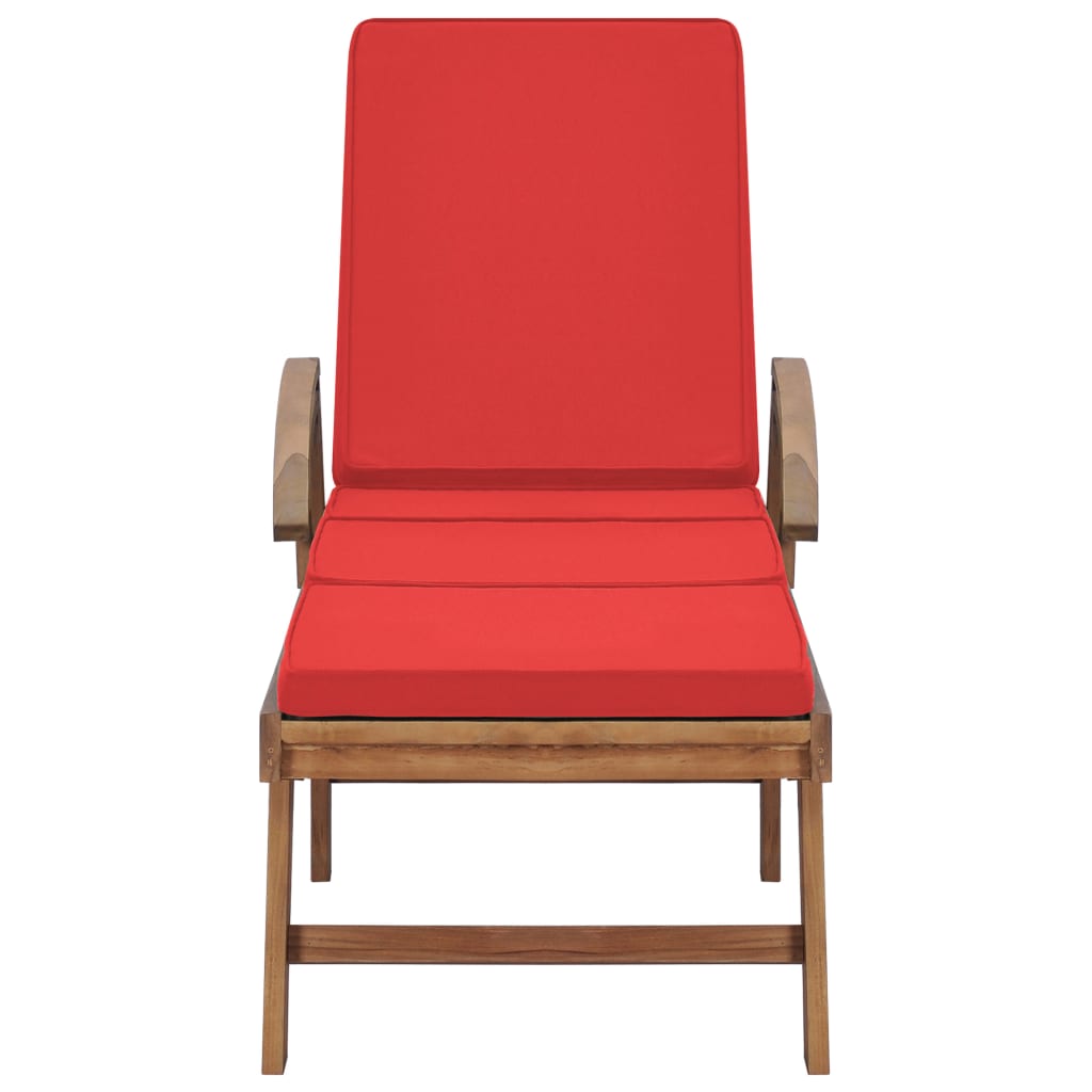Sun loungers with cushions 2 pcs solid teak red