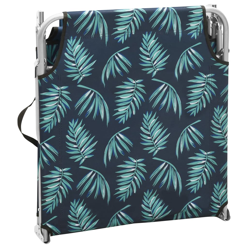 Steel and fabric folding sun lounger with printed leaves