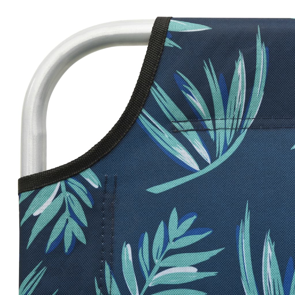 Steel and fabric folding sun lounger with printed leaves