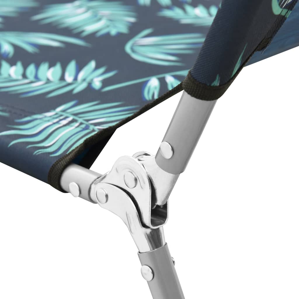 Steel and fabric folding sun lounger with printed leaves