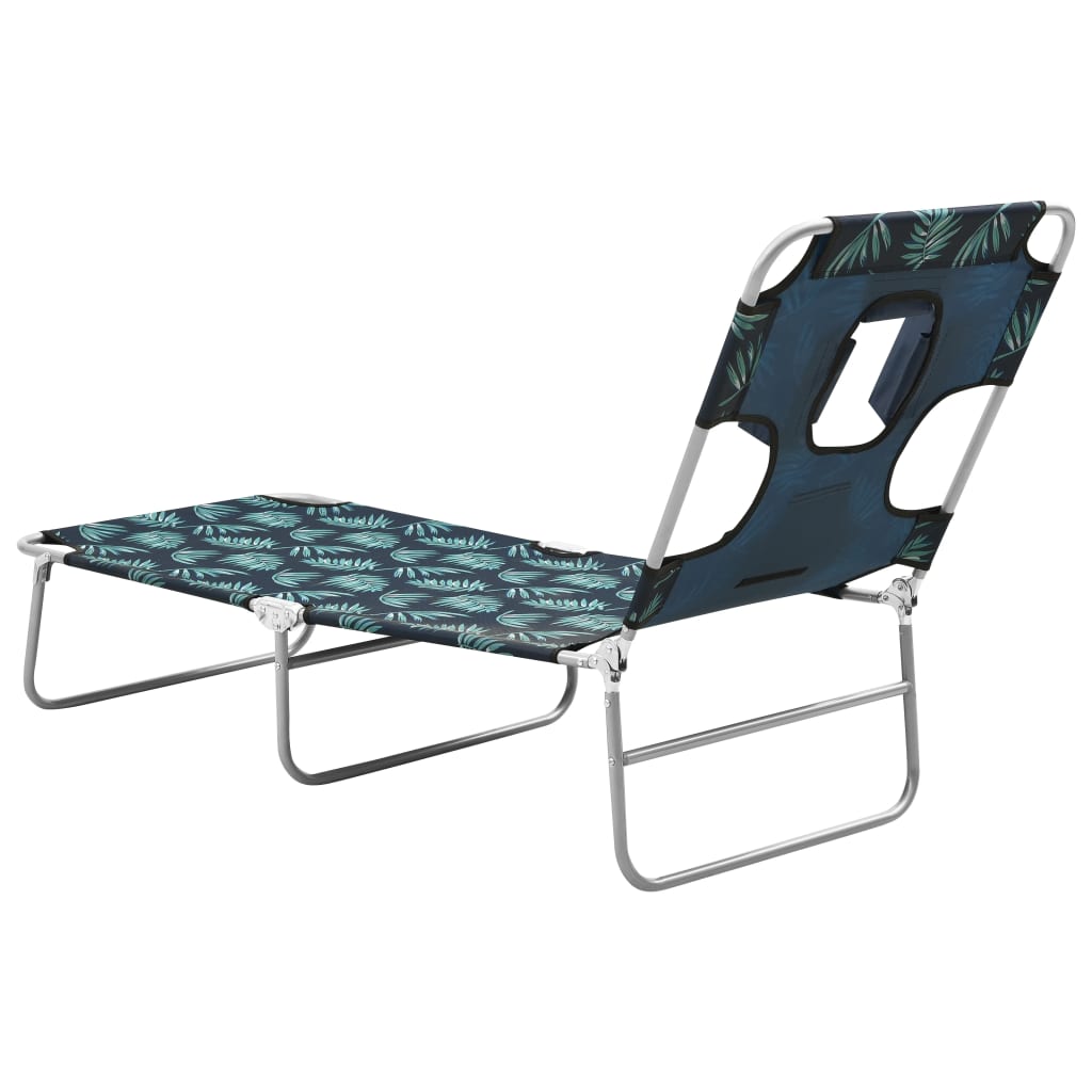Folding sun lounger + head cushion steel leaf design