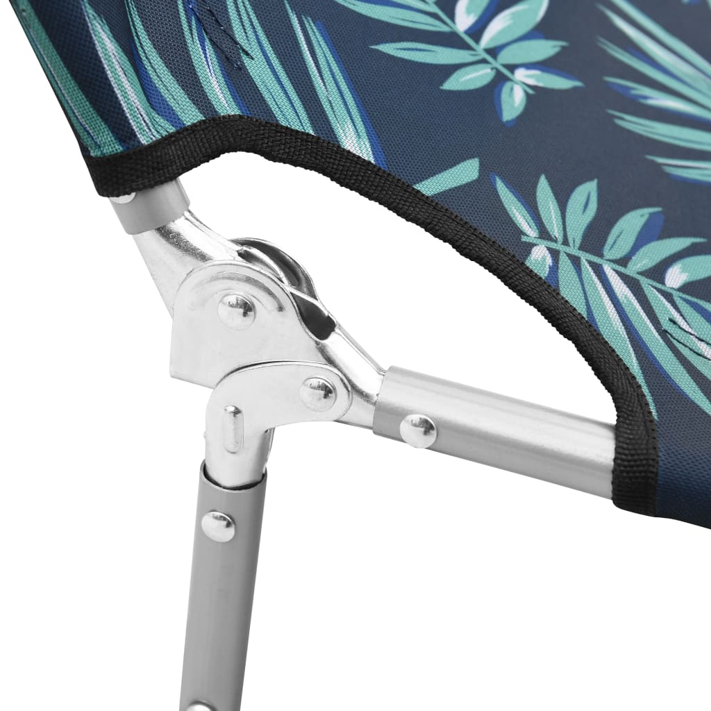 Folding sun lounger + head cushion steel leaf design