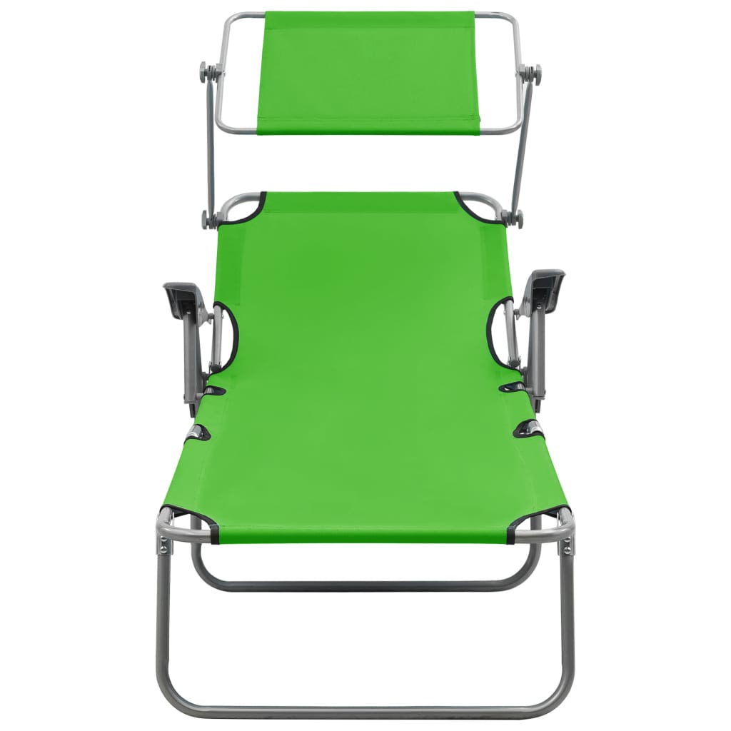 Espreguiçadeira com toldo aço verde