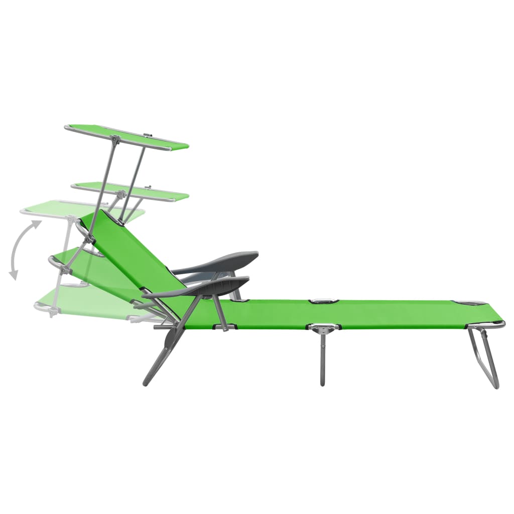 Espreguiçadeira com toldo aço verde