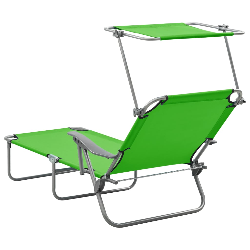 Espreguiçadeira com toldo aço verde