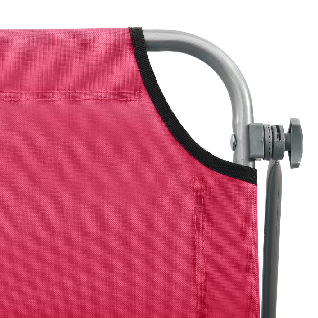 Pink steel sun lounger with canopy