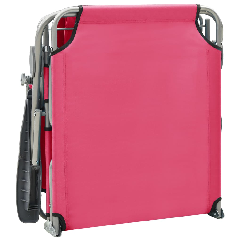 Pink steel sun lounger with canopy