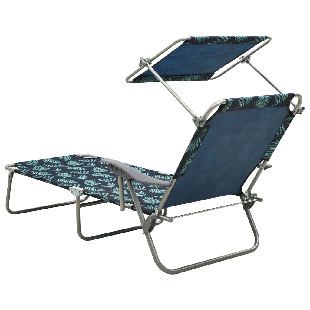 Espreguiçadeira com toldo aço estampagem de folhas