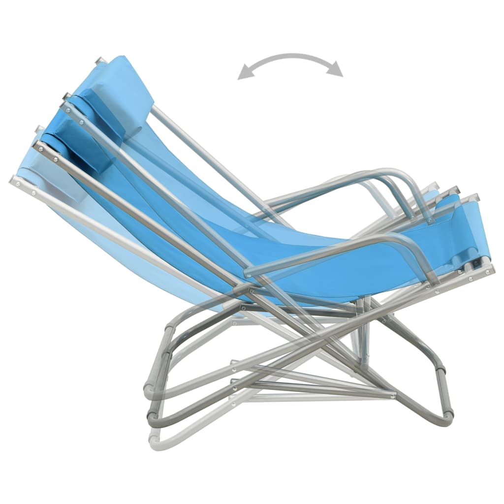 Rocking chairs 2 pcs blue steel