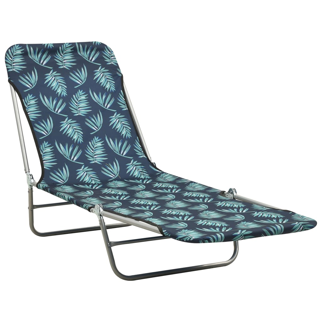 Folding sun loungers 2 pcs steel and fabric standard leaves