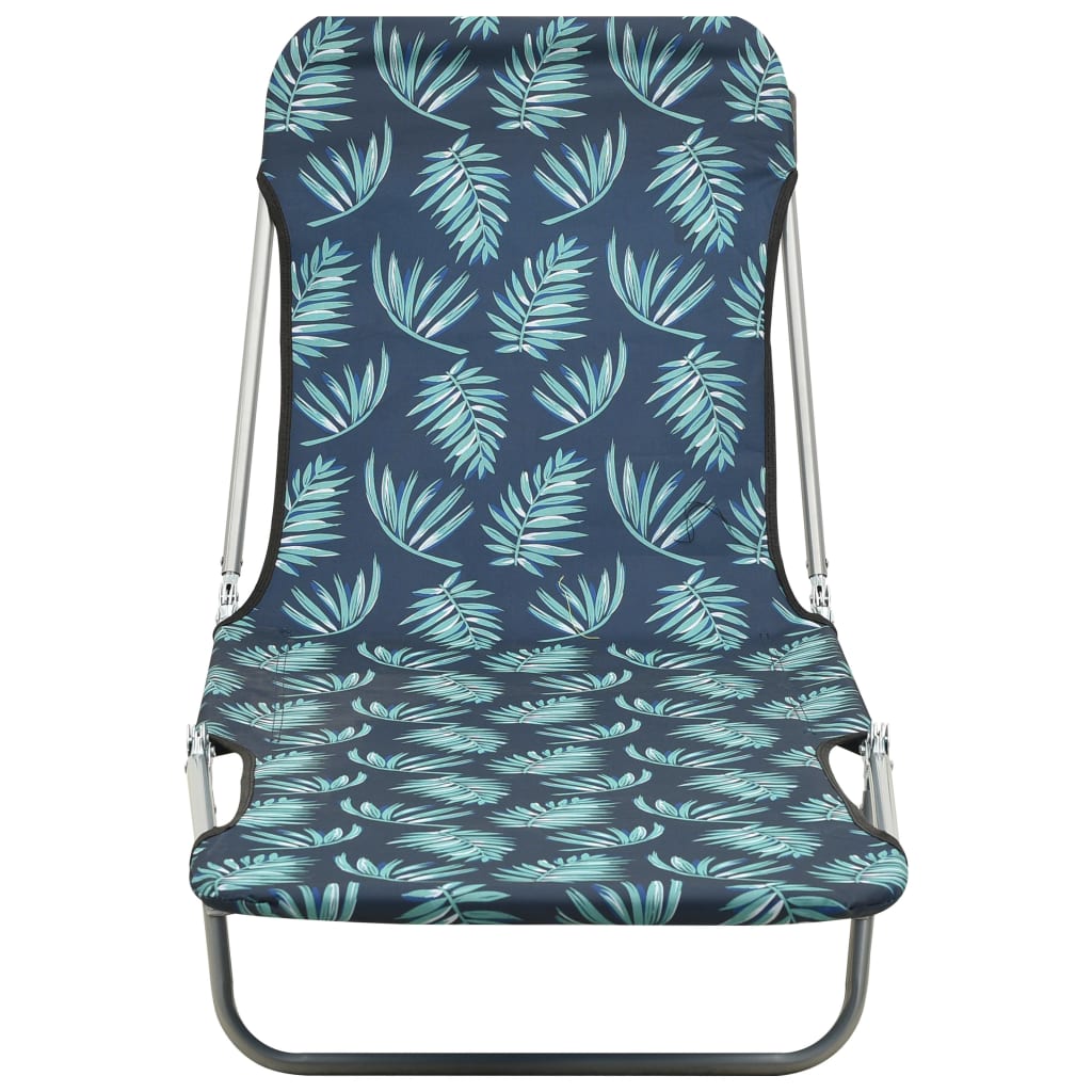 Folding sun loungers 2 pcs steel and fabric standard leaves