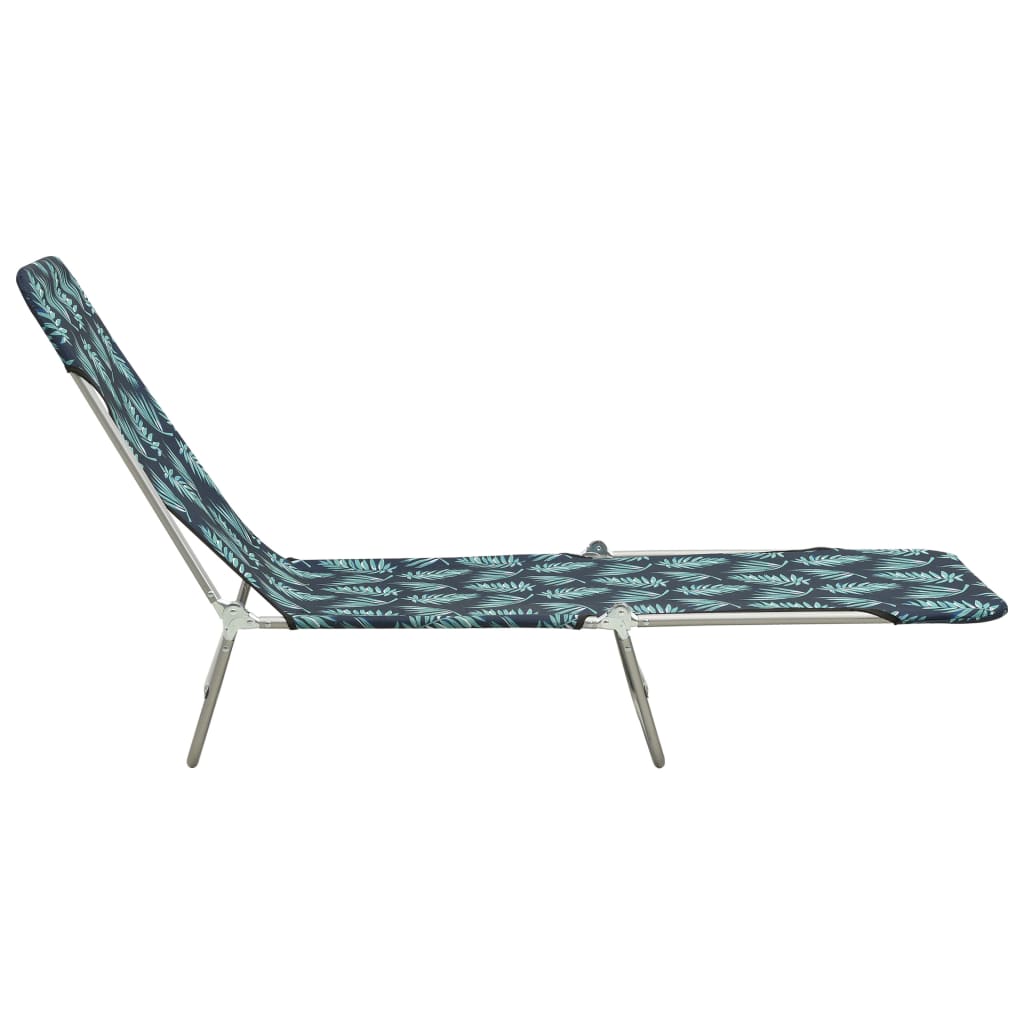Folding sun loungers 2 pcs steel and fabric standard leaves
