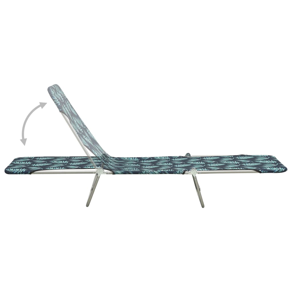 Folding sun loungers 2 pcs steel and fabric standard leaves