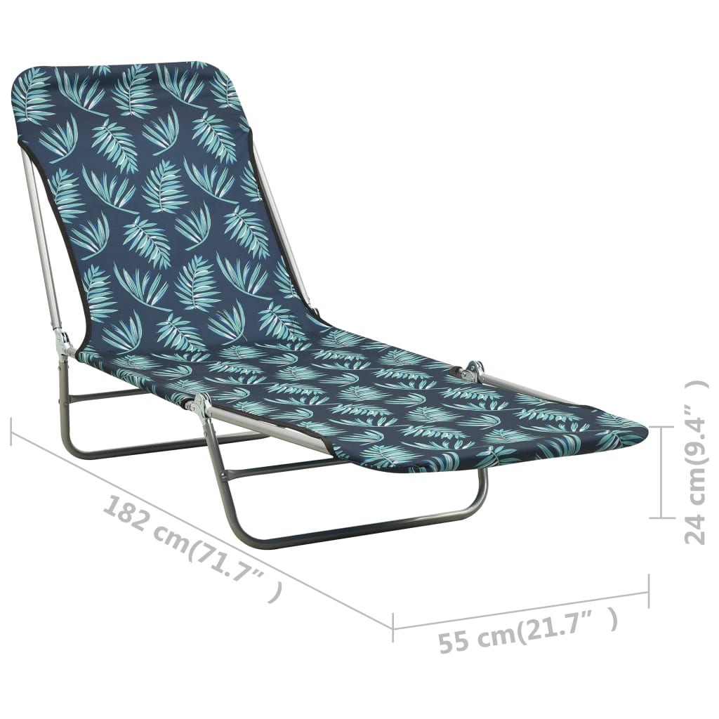 Folding sun loungers 2 pcs steel and fabric standard leaves