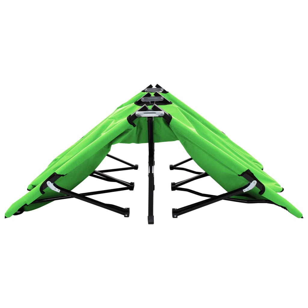 Green steel 2 person folding sun lounger/bed