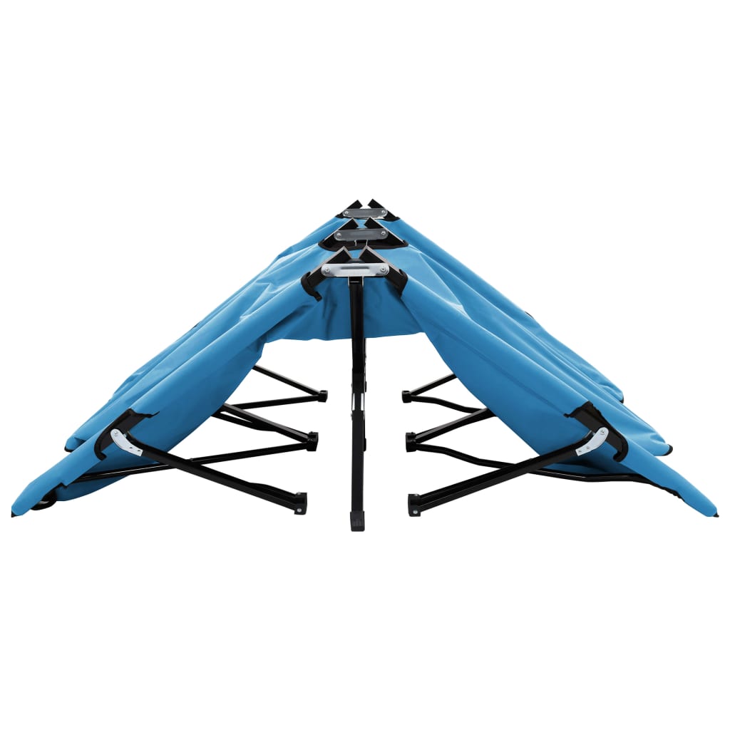 2 person folding sun lounger/bed in blue steel