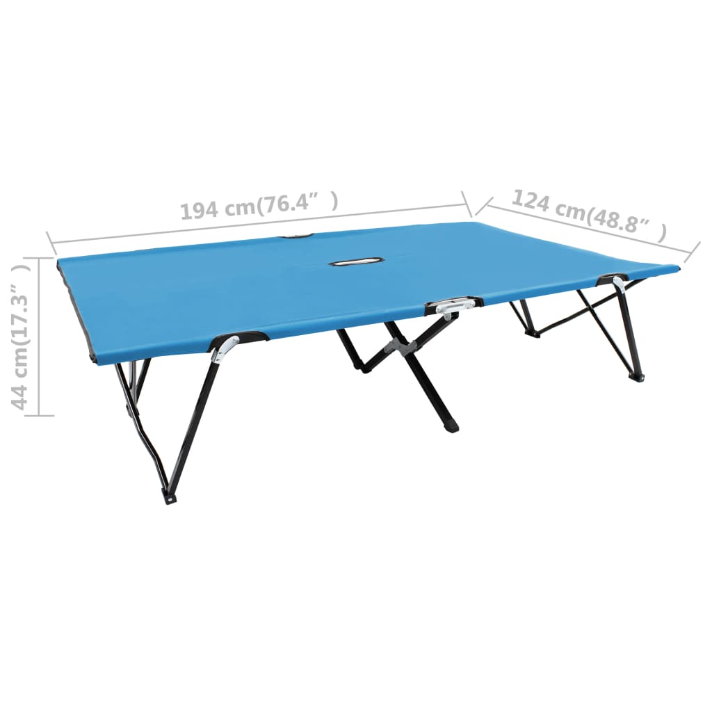 2 person folding sun lounger/bed in blue steel