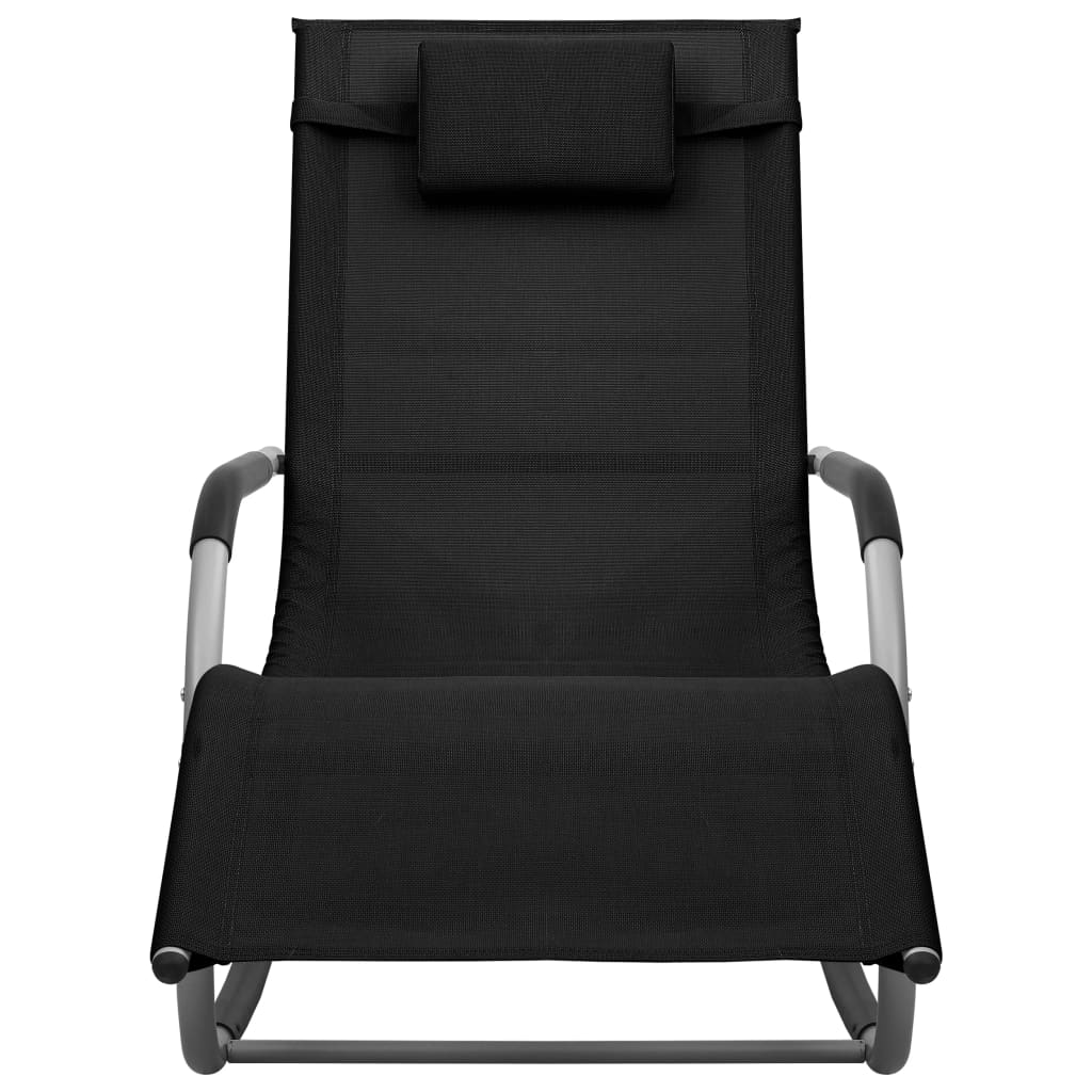 Black and grey textilene sun lounger