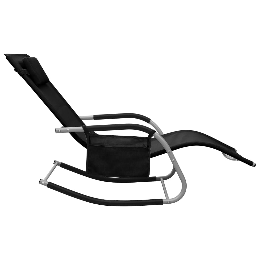 Black and grey textilene sun lounger