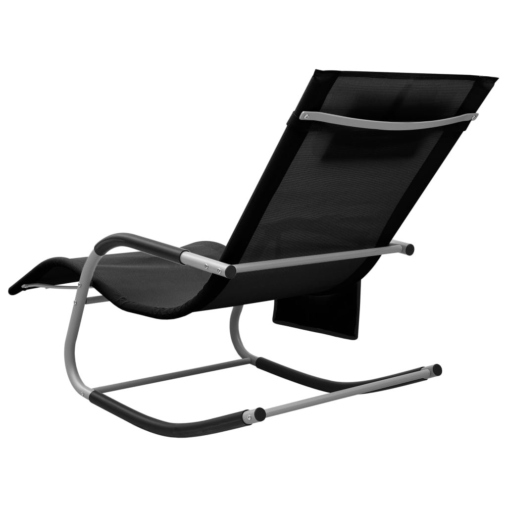 Black and grey textilene sun lounger