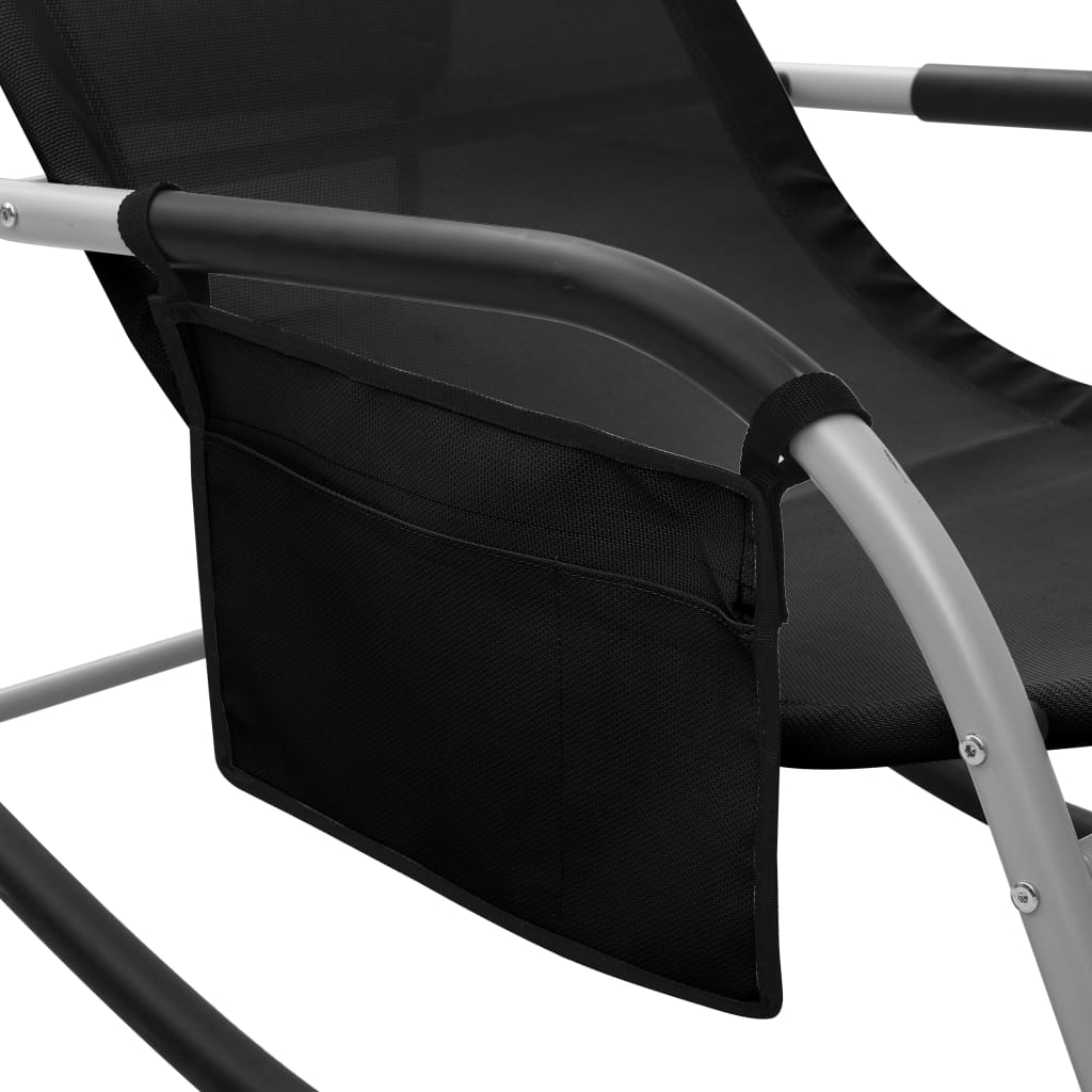 Black and grey textilene sun lounger