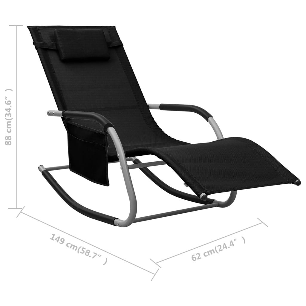 Black and grey textilene sun lounger