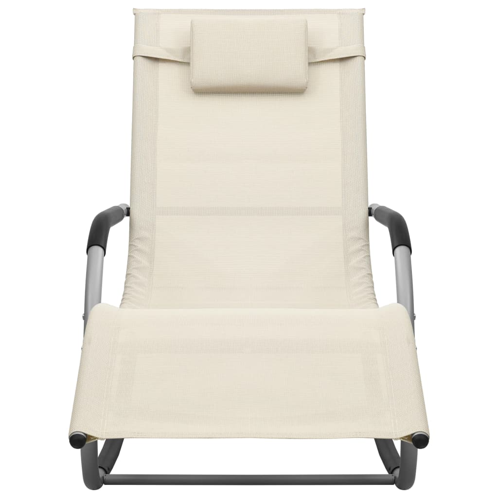 Textilene sun lounger in cream and grey