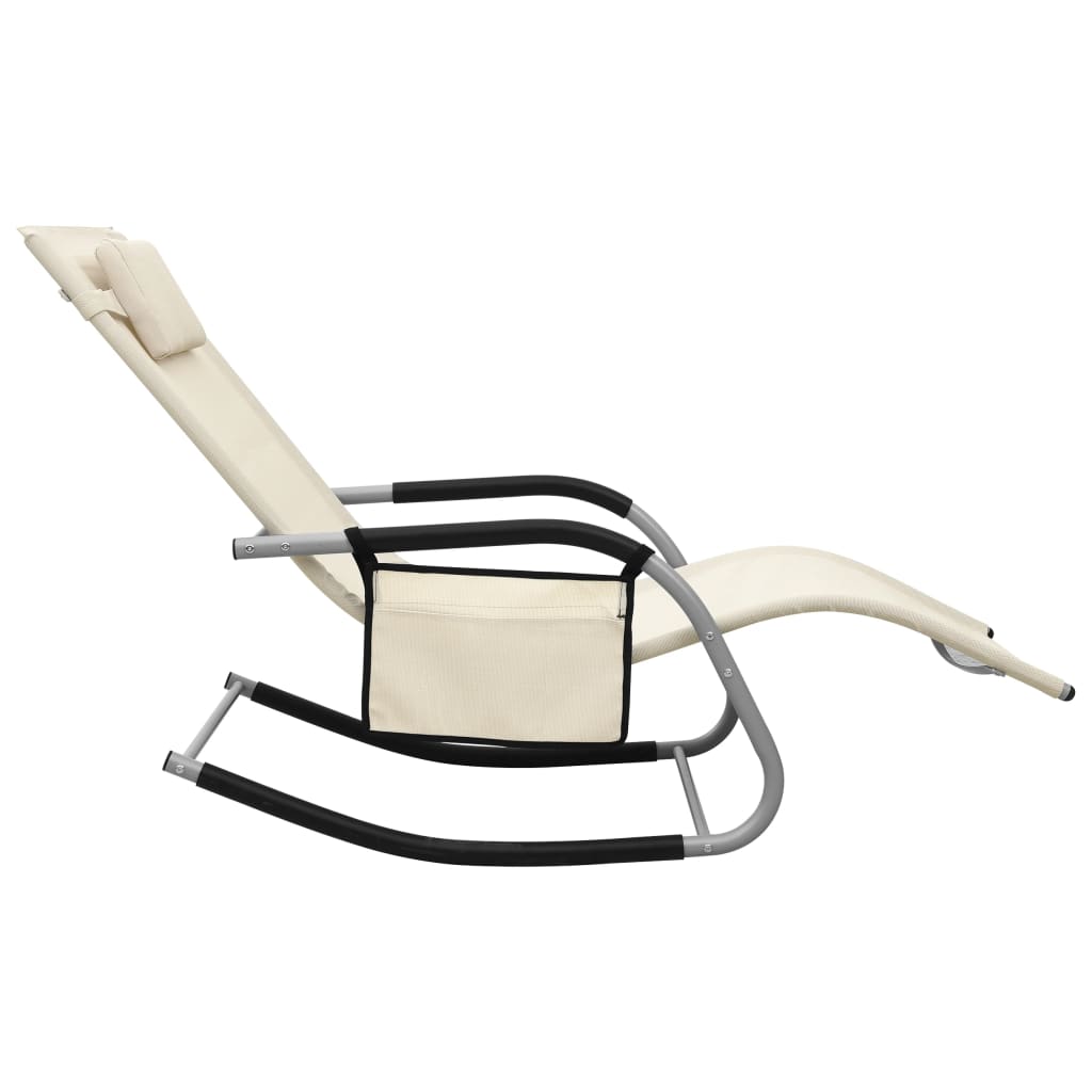 Textilene sun lounger in cream and grey