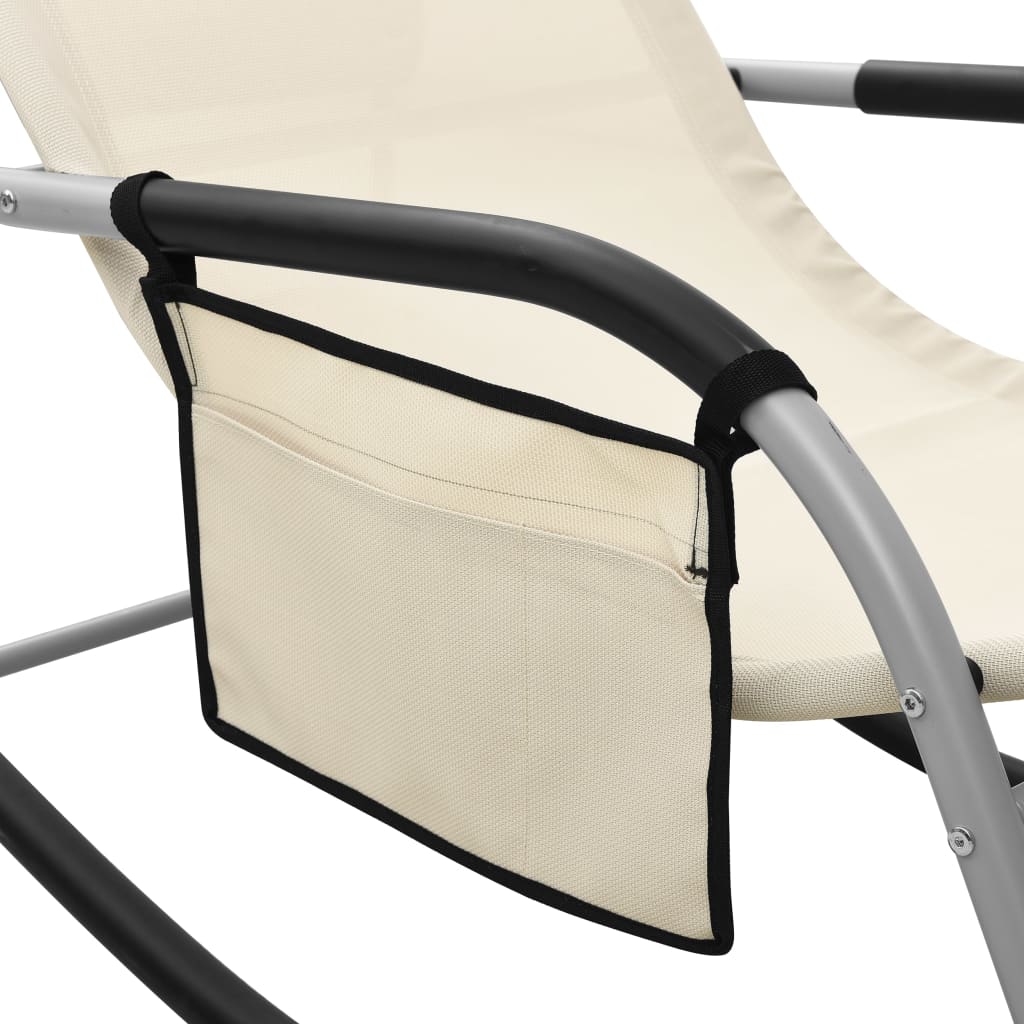 Textilene sun lounger in cream and grey