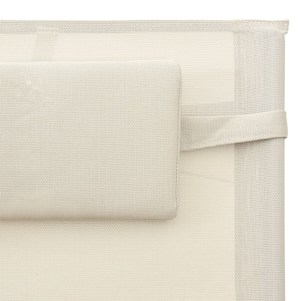 Textilene sun lounger in cream and grey