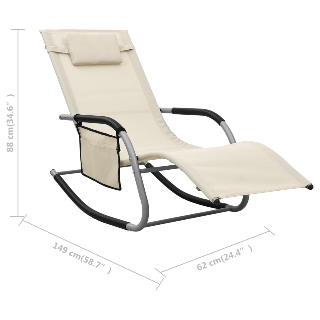 Textilene sun lounger in cream and grey