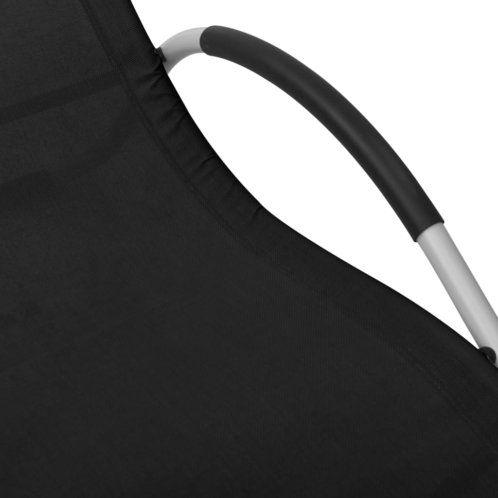 Black and grey textilene sun lounger
