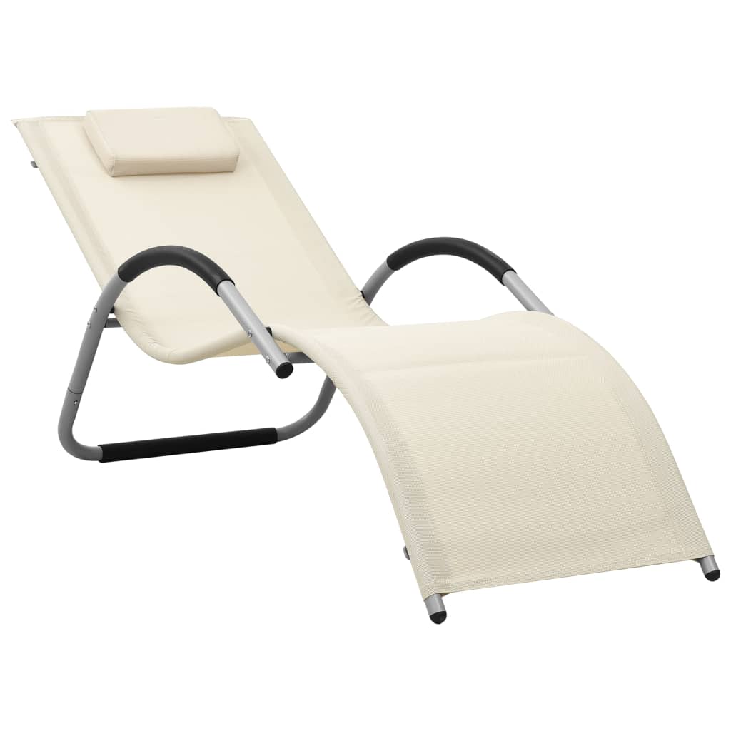 Textilene sun lounger in cream and grey