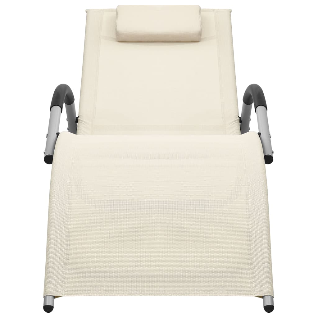 Textilene sun lounger in cream and grey