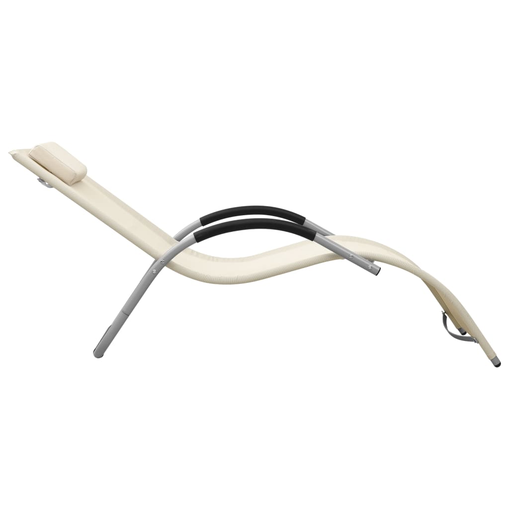 Textilene sun lounger in cream and grey