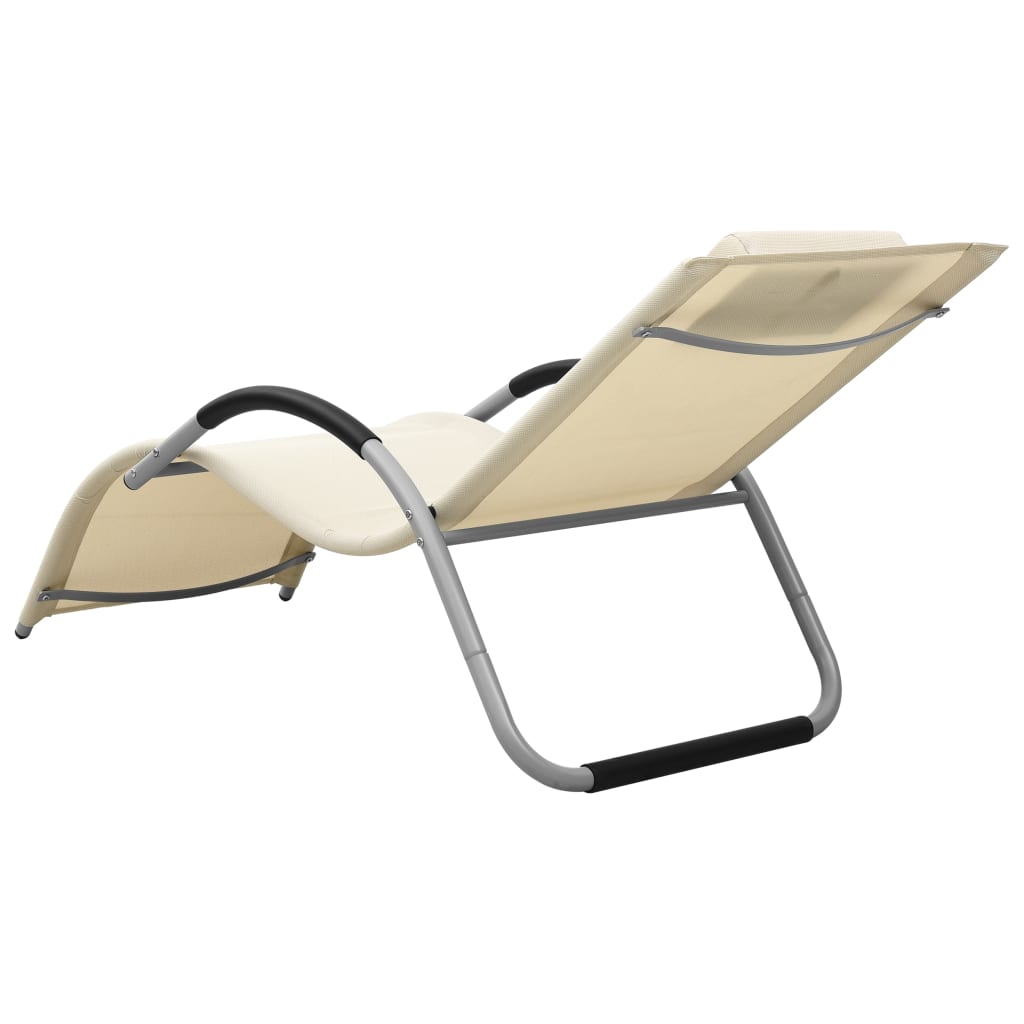 Textilene sun lounger in cream and grey