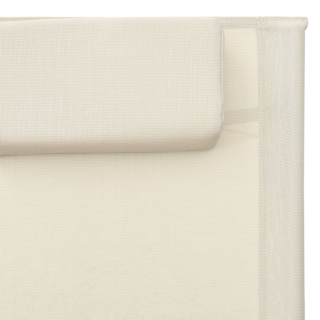 Textilene sun lounger in cream and grey