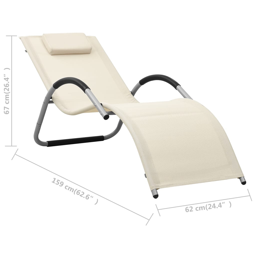 Textilene sun lounger in cream and grey