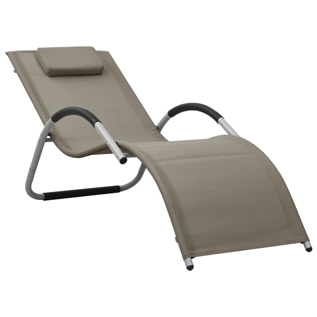 Sun loungers 2 pcs textilene grey-brown and grey