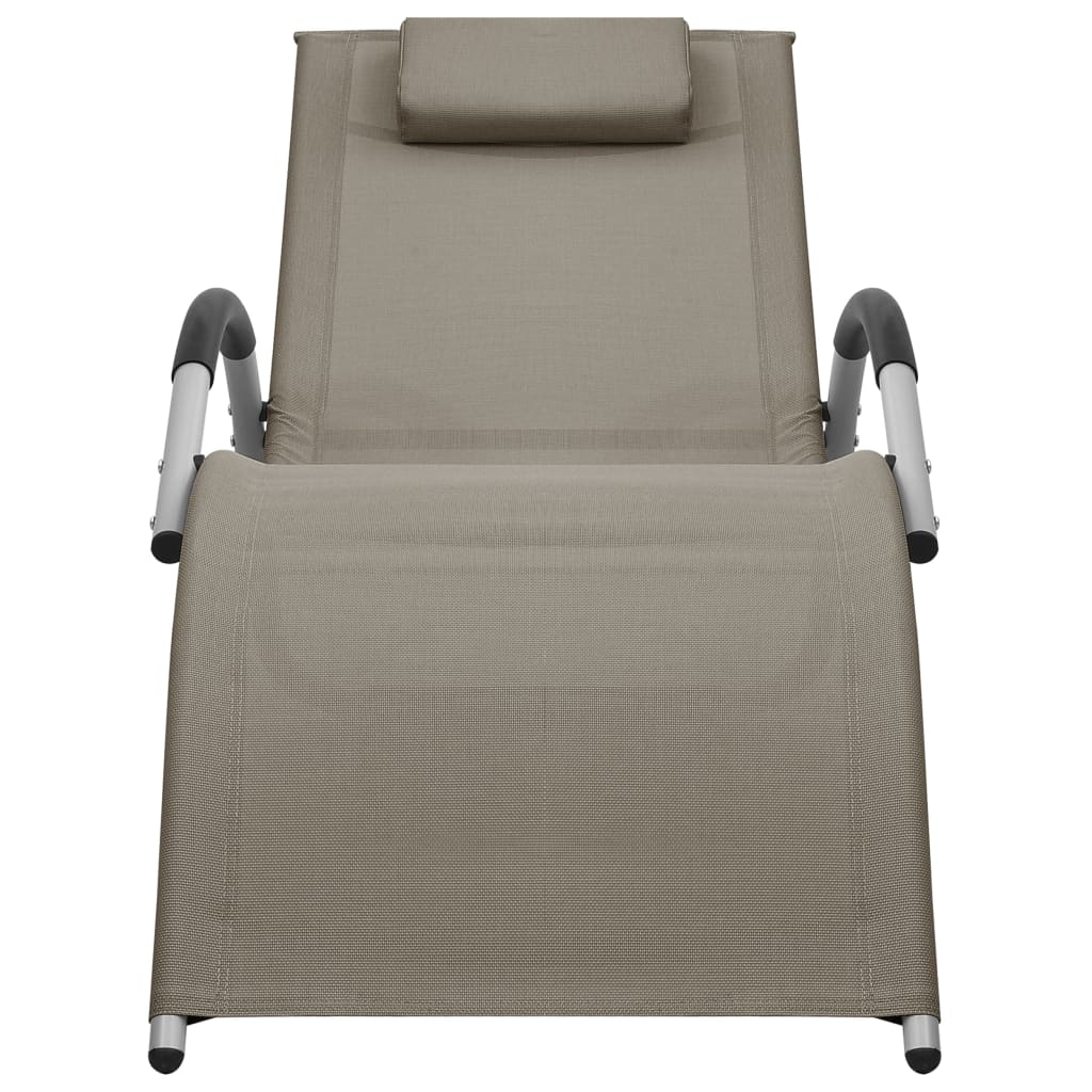 Sun loungers 2 pcs textilene grey-brown and grey