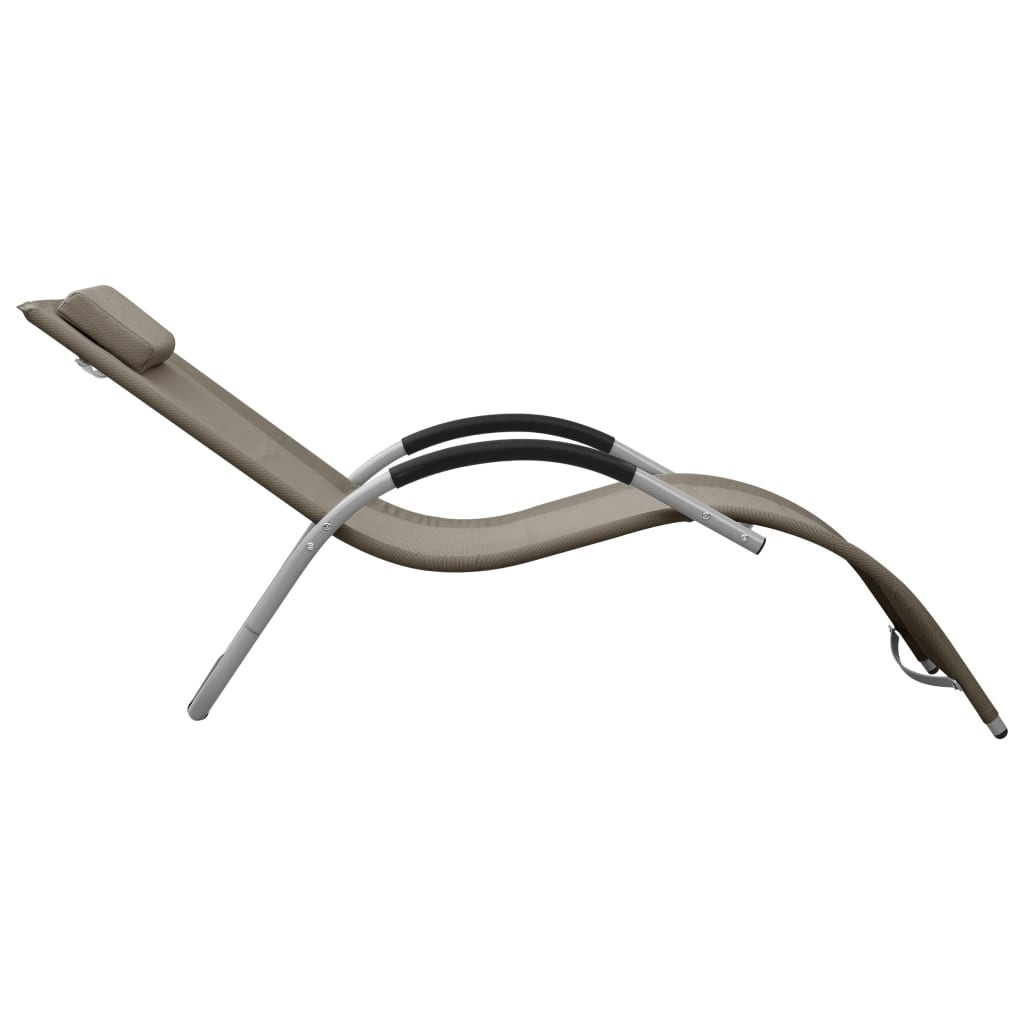 Sun loungers 2 pcs textilene grey-brown and grey