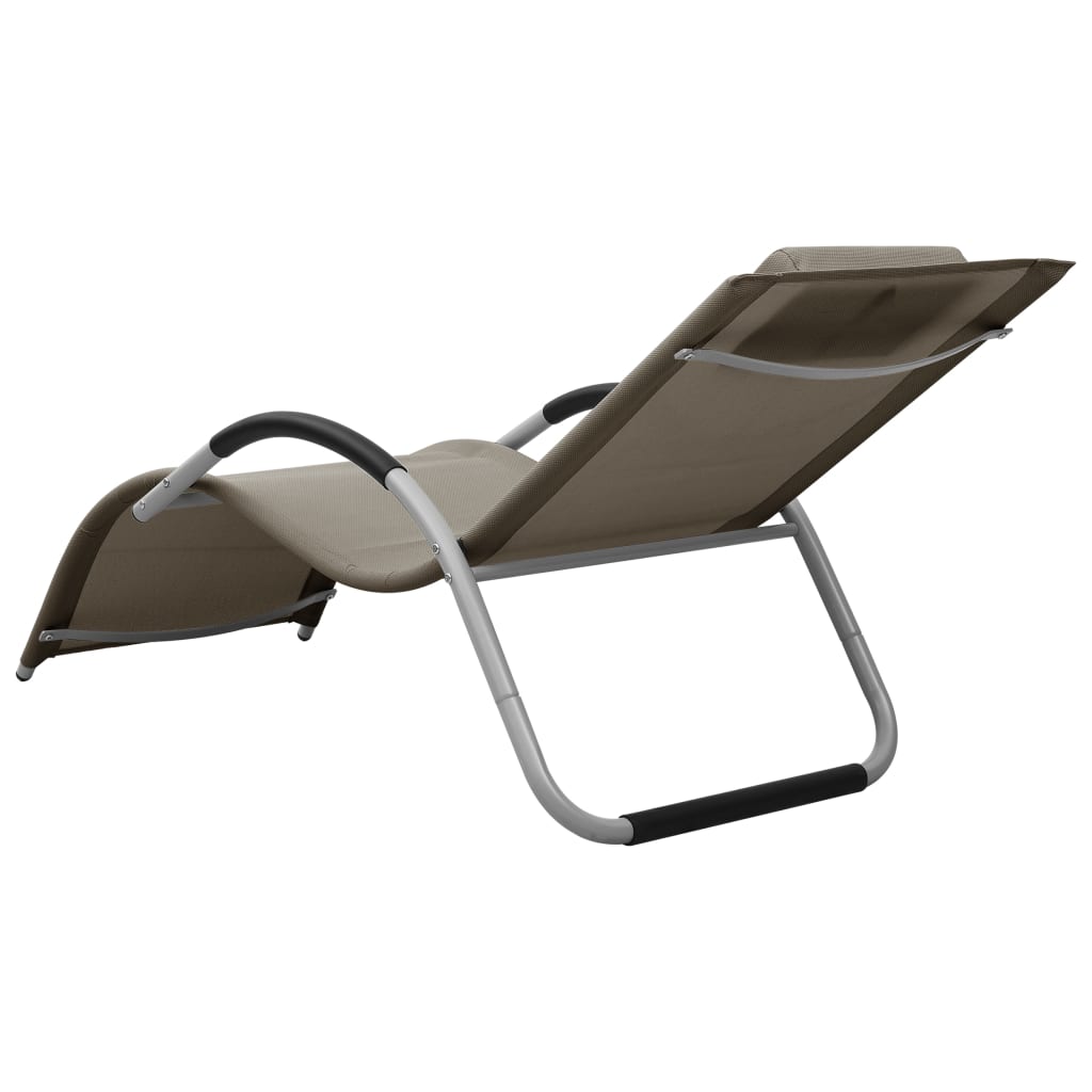 Sun loungers 2 pcs textilene grey-brown and grey